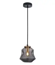 FOSSETTE Interior Dimpled Smoked/ Effect Glass Pendant Light- Angled Bell