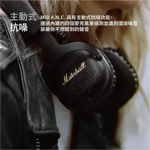 【愛拉風/耳機專賣店】Marshall Mid A.N.C.主動式抗噪藍牙耳機|40mm驅動單體|主動式抗噪