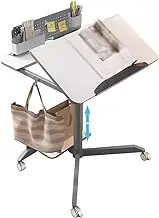 Movable Home Sofa Side Table, Pneumatic Mobile Desk, Computer Desk with Motherboard, Tilt Reading Table with Bezel, Height Adjustable