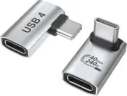 90 Degree USB C Adapter Kit 240W for Thunderbolt 4 Devices and More