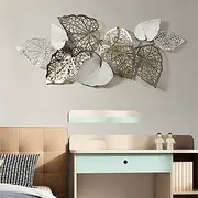 Metal Wall Decor for Living Room, Metal Wall Art Retro Design Iron Flower Decoration Wall Accents Sculpture for Dining Room,Restaurant