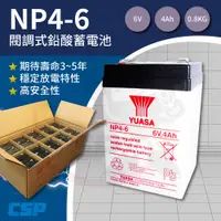 在飛比找蝦皮購物優惠-【YUASA】NP4-6 (20/30顆/箱)鉛酸電池6V4