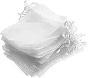 100 Pack White Organza Bag, 4x5 inches Drawstring Gift Pouch Chocolate Mesh Gift Bag Wedding Bags,Sachet Bags Sheer Organza Pouches,Favor Jewelry Bags