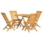 5pcs Outdoor Dining Set Solid Teak Timber Garden Patio Chairs Table Furniture