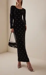 [Versace] Crystal-Embellished Knit Wool Midi Dress