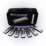 Hohner Blues Band 7 Piece Harmonica Set With Harp Carry Case A Bb C D E F G