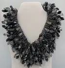 Rara Avis by Iris Apfel Beaded WATERFALL Necklace - BLUE SILVER $299 RARE NWTS