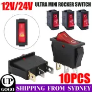 10pcs Ultra Mini ROCKER TOGGLE SWITCH ON-OFF - Red LED Full Illuminated