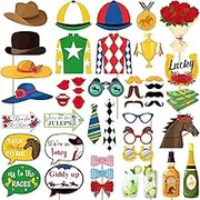 45PCS Kentucky Horse Derby Photo Props – Horse Race Derby Day Party Booth Supplies Decorations
