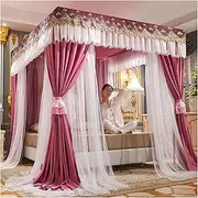 Princess Canopy for Girls Bed Four Poster Bed Canopy Mosquito Net Double Layer Can Block Dust Girls Bedroom Canopy for King Size Bed with Bracket(Size:1.5×2m/4.9×6.6ft)