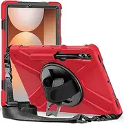 Tablet Protective Case Cover Compatible with Samsung Galaxy Tab S9 FE Plus Case SM-X610/SM-X616 12.4inch Case, Heavy Duty Rugged Shockproof Drop Protection Case with Pen Holder,Shoulder Strap Protecti