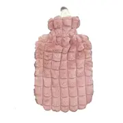 2L OXX Essentials Hot Water Bottle with Pink Grid Plush Cover