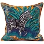 Zebra Animal Theme Jacquard Fabric Embroidered Cushion Cover Case Sofa Decor