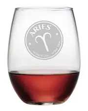 susquehanna Set of Four 21oz Aries Stamp Stemless Glasses