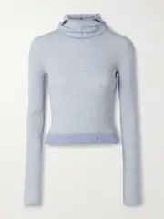 [Guest In Residence] Guest In Residence - Speed Skate Ribbed Striped Merino Wool-blend Hoodie - Light blue - x small x small Blue