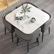 Snaweo Office Reception Room Club Table and Chair Set, Coffee Table and Chair Set, Square Table with 4 Chair, Kitchen Breakfast Bar Table and Chair Set, for Home Kitchen Office(Light Grey)