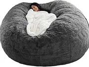 UYSOFRCV Bean Bag Covers Only Extra Large Washable Premium Soft PV Velvet Sturdy Zipper Beanbag Case Memory Foam Beanbag Replacement Cover, Without Filling,Dark Gray,5ft(130 * 60cm)