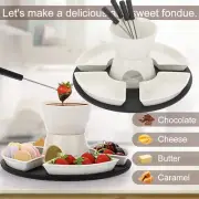 Ceramic Fondue Mugs Set & 4 Forks Great for Date Night Birthday & Wedding Gift