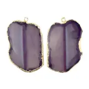 Purple Natural Agate Slice Gold Plated DIY Earring Pair Connector Making Jewelry