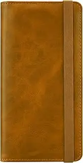 [HOTCOOL] Checkbook Cover with Elastic Band - Premium Leather Clear PVC Divider Durable, Compact, and Multi-Functional Holder Wallet Case for Man and Woman, Yellow, Yellow, Checkbook With Elastic Strap