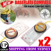 2x Orienteering Baseplate Compass Hiking Camping Lensatic Map Tactical Army Gear
