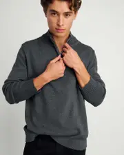 [Jag] Jag Men's Tanner Cotton 1/4 Zip In Charcoal Grey Size Large Large Grey