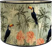 MFMEXUL Bamboo Lampshades, Drum Lampshade, E27 Removable Rod, Japanese Lampshade for Floor Lamps, Desk Lamps, Flower Birds, as described