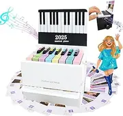 Piano Calendar 2025, Playable Piano Desk Calendar 2025, Swift Mini Piano Calendar with 52 Simplified Music Scores in 27 Cards, USB Rechargeable Mini Piano Gifts for Swift Fans Home Decor (White)