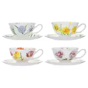 Ashdene Botanical Symphony Set Of 4 Cup & Saucer 220ml
