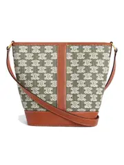 Celine Small Bucket in Textile with Triomphe Embroidery
