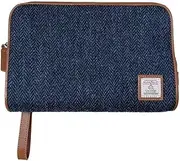 [TAILORMAP] Harris Tweed Wool Leather Clutch Bag for Men Handbag Wrist Bag Business Large Purse Envelope Bag