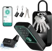 Moquin Smart Lock Box for House Keys, Fingerprint Lockbox Bluetooth Key Box w...
