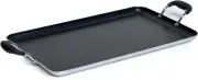 IMUSA 19X12In Aluminum Nonstick Double Burner Griddle with Cool Touch Handles, B