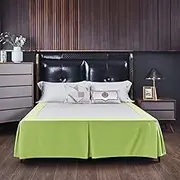 Bed Skirts - Brushed Fabric Solid Color Lightweight Dust Ruffle, Soft 3 Side Coverage Deep Drop Wrinkle Resistant Fitted Valance Sheet for Bedroom Hotel Home Decor (Green,Full137x190+38cm)