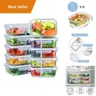 10 Pack Glass Meal Prep Containers 2 Compartment BPA Free Leak Proof Microwave O