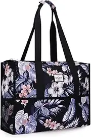 [HAWEE] Utility Tote Bag with Laptop Compartment Luggage Sleeve Zippered Multi-pocket Commute Shoulder Purse for Nursing/Work