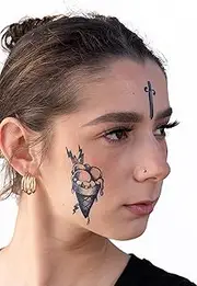 Thug Ink Temporary Tattoos - Volume II - 6 Temporary Tattoos ~ Face Tattoos ~ Ice Cream Cone, Dagger, Crown, Cross, etc ~ Thug Life ~ Tattoos ~ Water-Transfer Tattoos