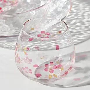 日本進口東洋佐佐木玻璃櫻花杯圓形杯旋轉杯不倒翁杯玻璃杯子