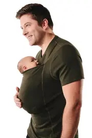 Baby Carrier Kangaroo Large Pocket Vest T-shirt Men's Care Bonded Shirt (army Green) ArmyGreen XL