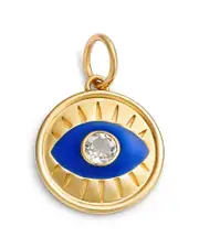 Moon & Meadow 14K Yellow Gold White Topaz Evil Eye Charm