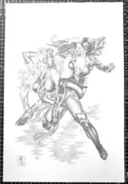Signed Original Gene Espy Rogue/Ms Marvel Carol Danvers Pencil Commission 12X19