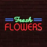 NEW "FRESH FLOWERS" w/BORDER 30x12x1 INCH LED FLEX WINDOW/WALL INDOOR SIGN 31409