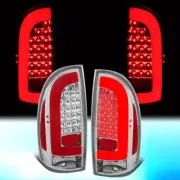 FOR 2005-2015 TOYOTA TACOMA PAIR RED 3D LED STRIP TAIL LIGHT BRAKE LAMPS CHROME (for: Toyota)