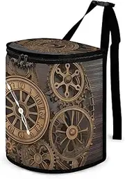 Car Garbage Bag, Steampunk Gears Clock Print Car Trash Can Automotive Trash Bin Car Storage Bag Car Garbage Organizer