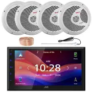 RV Package: JVC 1-DIN Bluetooth Receiver, 4x 6.5" 150W Max White Speakers W/Wire