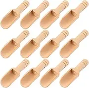 Abaodam Mini Wooden Scoops, 12pcs Bath Salt Scoops Wood Coffee Washing Scoops for Spice Jars Tea Coffee Milk Sugar Bean