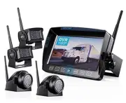 Wireless Backup Camera Kit with 7'' DVR Quad 7-inch+4 wireless camera Jet Black