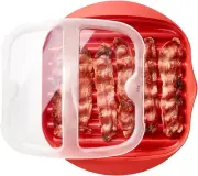 Microwave Bacon Maker Cooker with Lid, Bacon Baking Utensils, Crispy Bacon Tr...