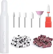 KADS Electric Nail Drill, Portable Electric Nail File Set for Acrylic Gel Nails, Manicure Pedicure Tool with Nail Drills, Sanding Bands (White)