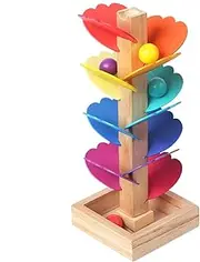 LeoLeozz 2PCS Wooden Music Tree Toys | Music Tree Wooden Marble Run | Wooden Marble Run Game Musical Tree Ball Drop Toy Colorful Rolling Ball Tower Music Enlightenment Toy for Boys, Girls